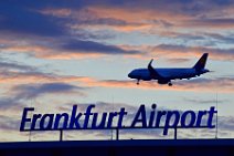 FRANKFURT AIRPORT SIGN AND LANDING AIRBUS A320 NEO IN SUNSET LIGHT 2 FRANKFURT AIRPORT SIGN AND LANDING AIRBUS A320 NEO IN SUNSET LIGHT 2
